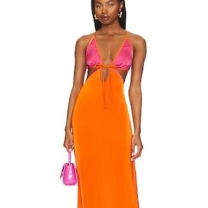 Lovers and Friends Sorbet Maxi Dress in Orange & Pink